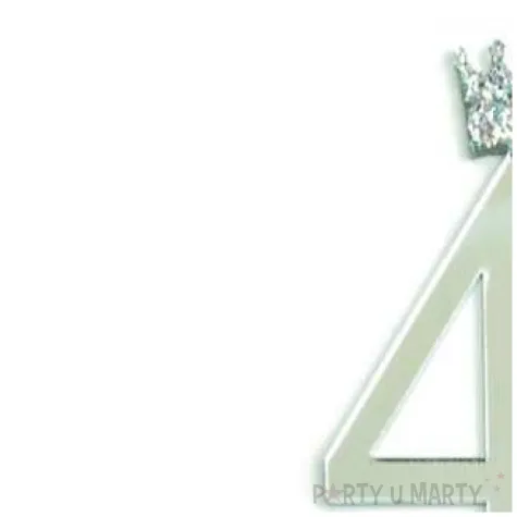 topper plastikowy cyfra 4 korona srebrna partypal
