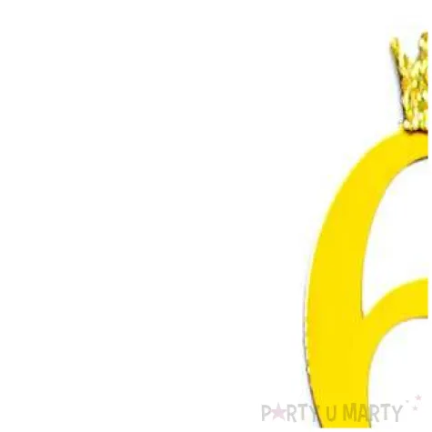 topper plastikowy cyfra 6 korona zloty partypal 11 cm