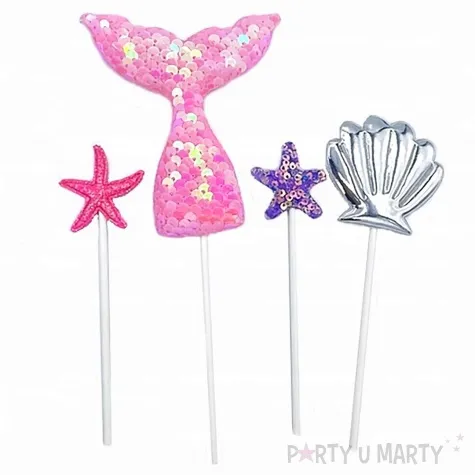 topper syrenka i muszelka rozowy jix 3 10 cm 4 szt