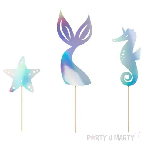 topper syrenka opalizujacy partydeco 18 24 5 cm 3 szt