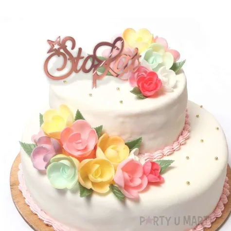 topper z pleksy 100 sto lat rose gold lustrzany 15x17 5 cm