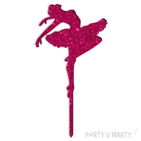 topper z pleksy baletnica rozowy brokat 8 5x18 cm