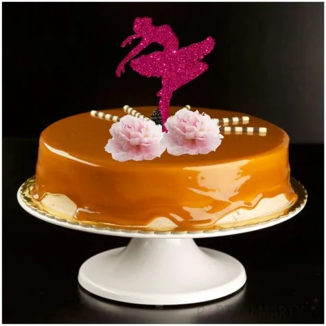 topper z pleksy baletnica rozowy brokat 8 5x18 cm