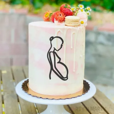 topper z pleksy bok tortu ciezarna czarny 10x14 cm