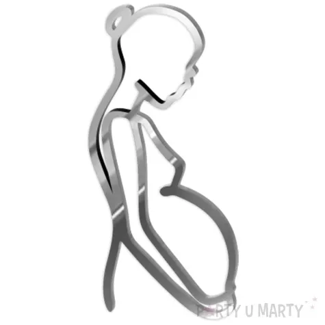 topper z pleksy bok tortu ciezarna srebrny lustrzany 10x14 cm