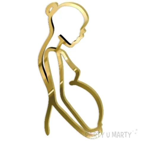 topper z pleksy bok tortu ciezarna zloty lustrzany 10x14 cm