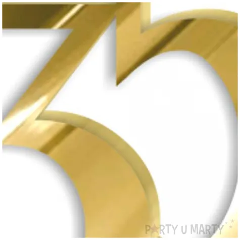 topper z pleksy bok tortu cyfra 35 zloty lustrzany 8 x 9 cm