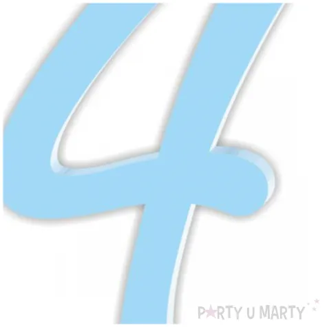 topper z pleksy bok tortu cyfra 4 niebieski pastel 5 x 8 3 cm