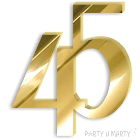 topper z pleksy bok tortu cyfra 45 zloty lustrzany 8 x 9 cm