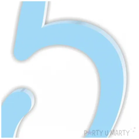 topper z pleksy bok tortu cyfra 5 niebieski pastel 5 3 x 8 3 cm