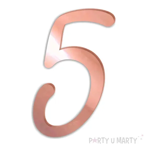 topper z pleksy bok tortu cyfra 5 rozowe zloto 5 3 x 8 3 cm