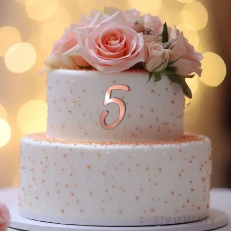 topper z pleksy bok tortu cyfra 5 rozowe zloto 5 3 x 8 3 cm