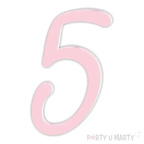 topper z pleksy bok tortu cyfra 5 rozowy pastel 5 3 x 8 3 cm