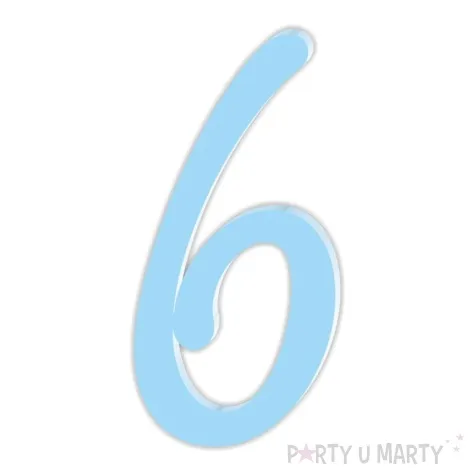 topper z pleksy bok tortu cyfra 6 niebieski pastel 4 x 8 3 cm