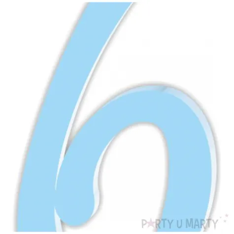 topper z pleksy bok tortu cyfra 6 niebieski pastel 4 x 8 3 cm