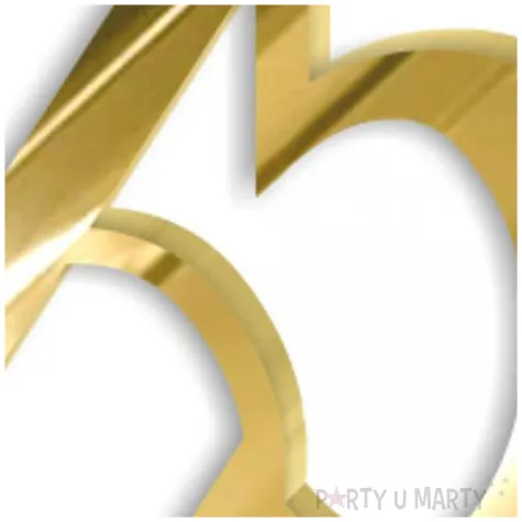 topper z pleksy bok tortu cyfra 65 zloty lustrzany 8 x 9 cm