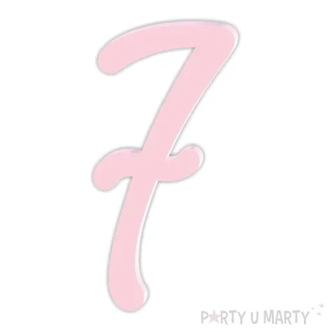 topper z pleksy bok tortu cyfra 7 rozowy pastel 4 x 8 3 cm