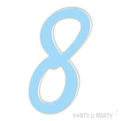 topper z pleksy bok tortu cyfra 8 niebieski pastel 4 8 x 8 3 cm