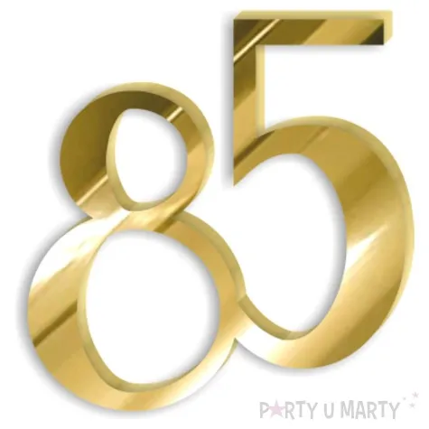 topper z pleksy bok tortu cyfra 85 zloty lustrzany 8 x 9 cm