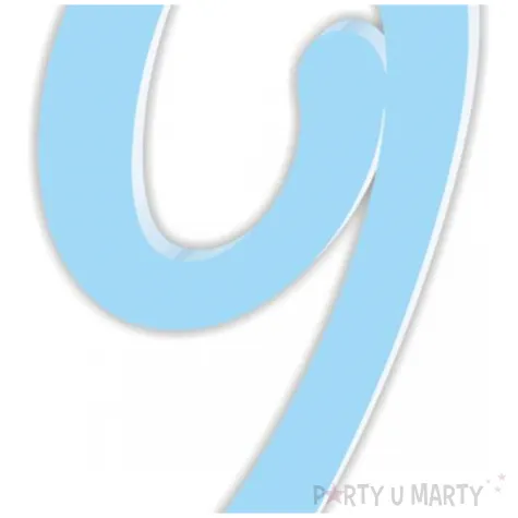 topper z pleksy bok tortu cyfra 9 niebieski pastel 4 x 8 3 cm