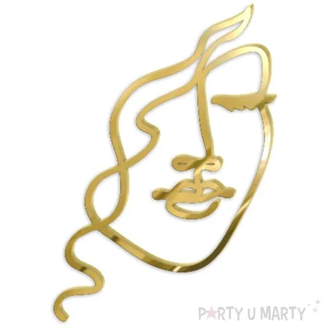 topper z pleksy bok tortu dziewczyna zloty lustrzany 10x14 cm