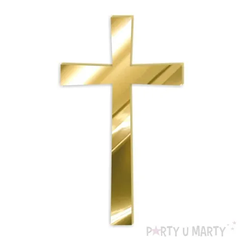 topper z pleksy bok tortu krzyz classic zloty lustrzany 6x10 cm