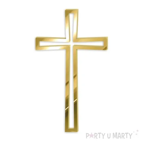 topper z pleksy bok tortu krzyz kontur zloty lustrzany 6x10 cm
