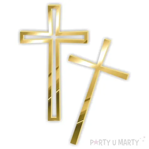 topper z pleksy bok tortu krzyz kontur zloty lustrzany 6x10 cm