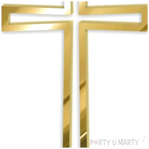 topper z pleksy bok tortu krzyz kontur zloty lustrzany 6x10 cm