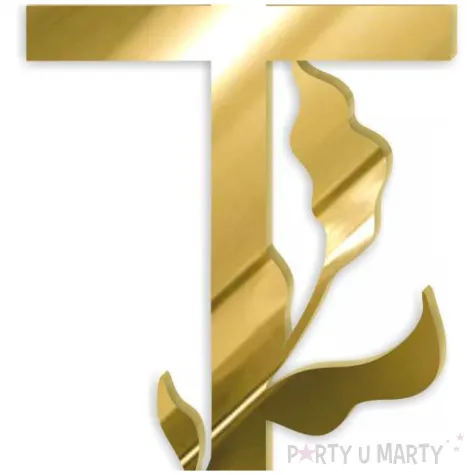 topper z pleksy bok tortu krzyz z kwiatem zloty lustrzany 6x11 cm