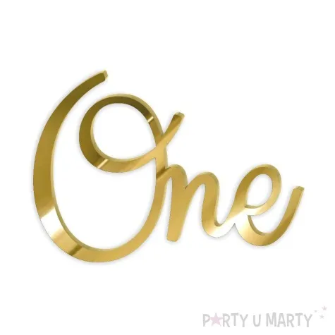 topper z pleksy bok tortu one a zloty lustrzany 7 x 10 cm