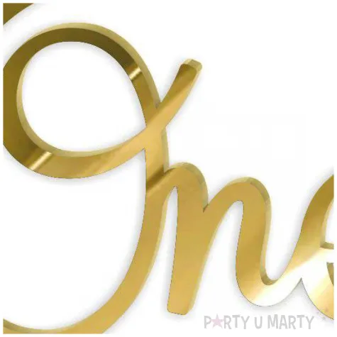 topper z pleksy bok tortu one a zloty lustrzany 7 x 10 cm