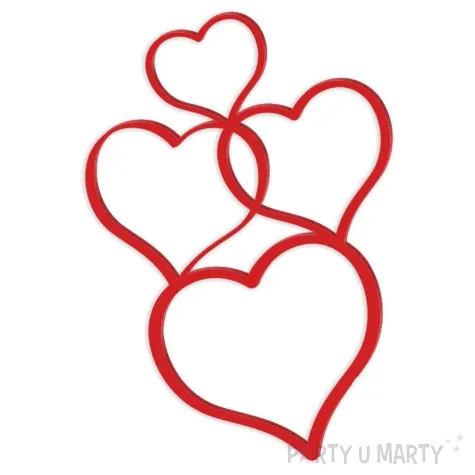 topper z pleksy bok tortu serca czerwony 12x18 cm