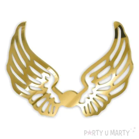 topper z pleksy bok tortu skrzydla aniola zloty lustrzany 12x9 cm