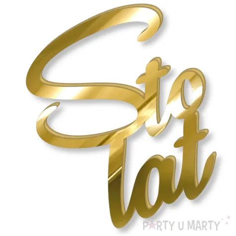 topper z pleksy bok tortu sto lat zloty lustrzany 8 5x10 cm