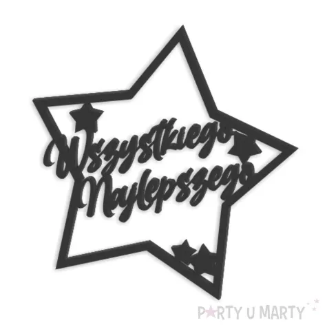 topper z pleksy bok tortu wszystkiego najlepszego czarny 10x11 cm