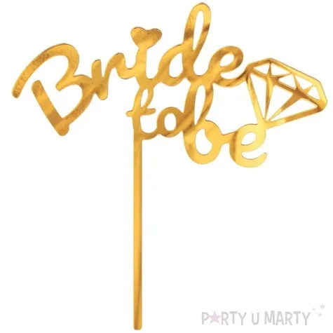 topper z pleksy bride to be diamenty i serduszka godan 15x16 cm