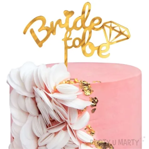 topper z pleksy bride to be diamenty i serduszka godan 15x16 cm