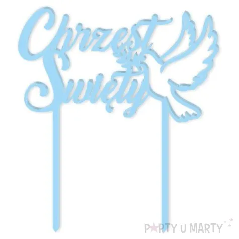 topper z pleksy chrzest swiety golebica niebieski pastel 16 5 cm