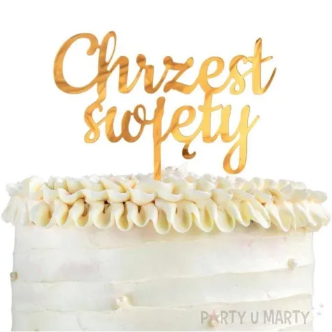 topper z pleksy chrzest swiety zloty godan 13 cm