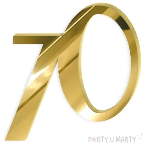 topper z pleksy cyfra 70 urodziny zloty lustrzany 9x9 5 cm