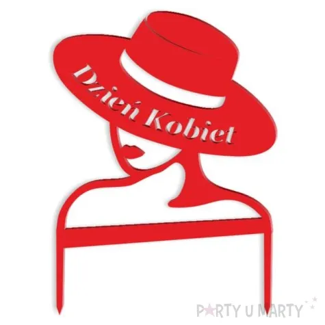 topper z pleksy dzien kobiet dama czerwony 13x18 cm