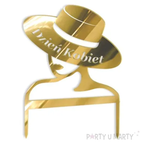 topper z pleksy dzien kobiet dama zloty lustrzany 13x18 cm