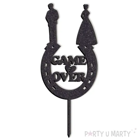 topper z pleksy game over czarny brokat 8 x 19 5 cm