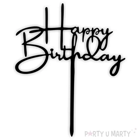topper z pleksy happy birthday czarny 15 5 cm