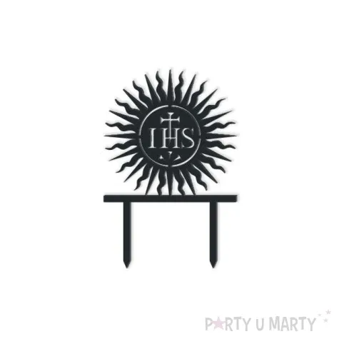 topper z pleksy i komunia hostia czarna 10 cm