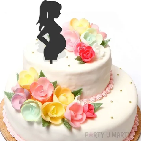 topper z pleksy kobieta w ciazy czarny 6x18 cm