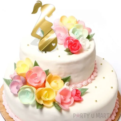 topper z pleksy kobieta w ciazy serce zloty lustrzany 6x18 cm