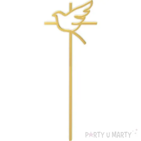 topper z pleksy komunia sw ihs krzyz i golebica zloty 24 cm