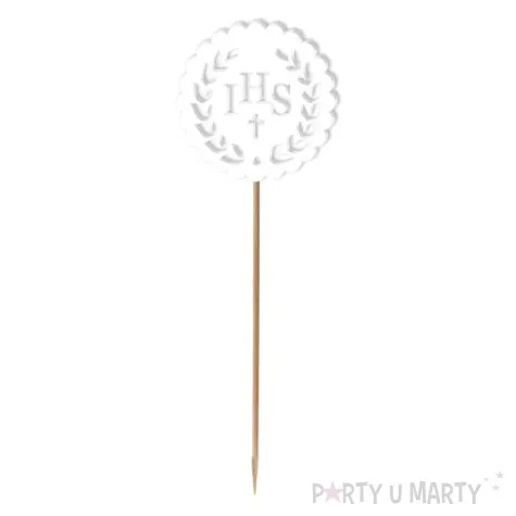 topper z pleksy komunia sw ihs listki bialy 23 5 cm